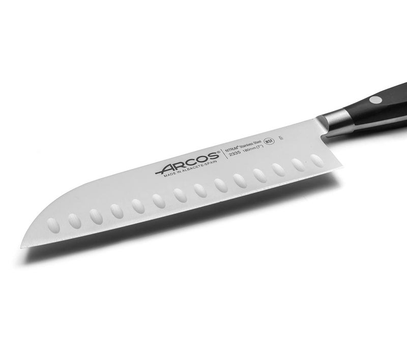 Arcos Knife 7 Inch Stainless Steel. Japanese Professional Kitchen Knife for Cutting Meat, Fish and Vegetables. Ergonomic Polyoxymethylene Handle and 180mm Blade. Series Riviera. Color Black. - Image 3